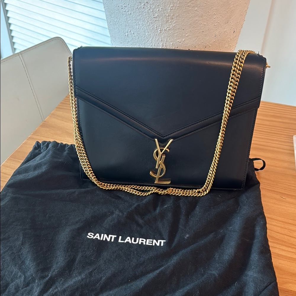 Saint Laurent Black Lambskin Shoulder/Crossbody Bag with Chain